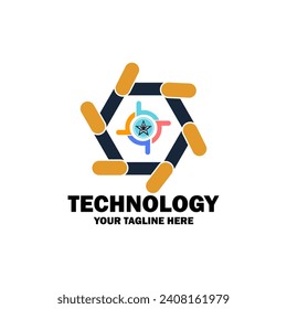 Abstract Initial  Logo. Blue and yellow color isolated on White Background. Technology Branding Logos. Flat Vector Logo Design Template Element icon.