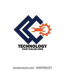 Abstract Initial  Logo. Blue and yellow color isolated on White Background. Technology  Branding Logos. Flat Vector Logo Design Template Element icon.