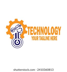 Resumen Logo Inicial. Color azul y amarillo aislado en fondo blanco. Logotipos de promoción de marca tecnológica. Icono de elemento de plantilla de diseño de logotipo de vector plano.