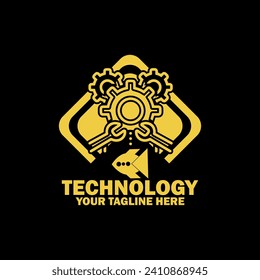 Abstract Initial  Logo. golden color isolated on black Background. Technology  Branding Logos. Flat Vector Logo Design Template Element icon.