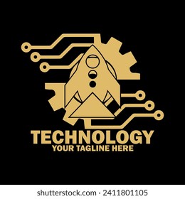Abstract Initial Logo. Golden color isolated on Black Background. Technology Branding Logos. Flat Vector Logo Design Template Element icon.