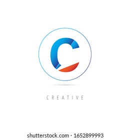 Abstract The initial logo of the letter C with the concept in a circle and cut