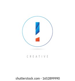 Abstract The initial logo of the letter I with the concept in a circle and cut
