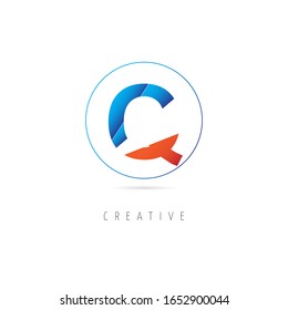 Abstract The initial logo of the letter Q with the concept in a circle and cut
