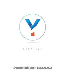 Abstract The initial logo of the letter Y with the concept in a circle and cut