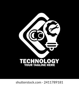 Abstract Initial Logo. White color isolated on Black Background. Technology  Branding Logos. Flat Vector Logo Design Template Element icon.