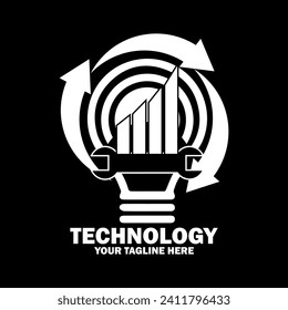 Abstract Initial Logo. White color isolated on Black Background. Technology  Branding Logos. Flat Vector Logo Design Template Element icon.