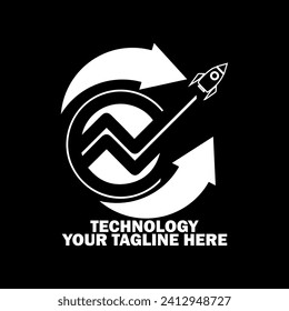 Abstract Initial Logo. White color isolated on Black Background. Technology  Branding Logos. Flat Vector Logo Design Template Element icon.