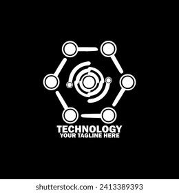 Abstract Initial Logo. White color isolated on Black Background. Technology  Branding Logos. Flat Vector Logo Design Template Element icon.