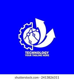 Abstraktes erstes Logo. Weiße Farbe einzeln auf blauem Hintergrund. Logos für Technologie-Branding. Flaches Vektorgrafik-Logo-Design-Vorlagenelement-Symbol