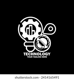 Abstract Initial Logo. White color isolated on Black Background. Technology  Branding Logos. Flat Vector Logo Design Template Element icon.