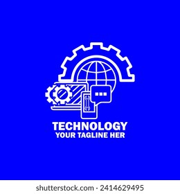 Abstract Initial  Logo. White color isolated on Blue Background. Technology  Branding Logos. Flat Vector Logo Design Template Element icon.
