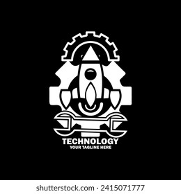 Resumen Logo Inicial. Color blanco aislado en fondo negro. Logotipos de promoción de marca tecnológica. Icono de elemento de plantilla de diseño de logotipo de vector plano.
