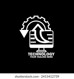 Abstract Initial Logo. White color isolated on Black Background. Technology  Branding Logos. Flat Vector Logo Design Template Element icon.