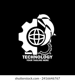 Resumen Logo Inicial. Color blanco aislado en fondo negro. Logotipos de promoción de marca tecnológica. Icono de elemento de plantilla de diseño de logotipo de vector plano.