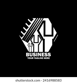 Abstract Initial Logo. White color isolated on Black Background.  Business Branding Logos. Flat Vector Logo Design Template Element icon.