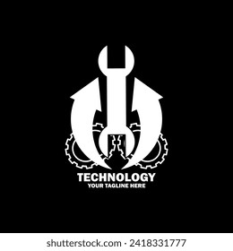 Resumen Logo Inicial. Color blanco aislado en fondo negro. Logotipos de promoción de marca tecnológica. Icono de elemento de plantilla de diseño de logotipo de vector plano.