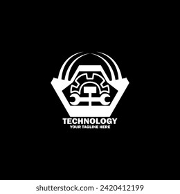 Abstract Initial Logo. White color isolated on Black Background. Technology Branding Logos. Flat Vector Logo Design Template Element icon.