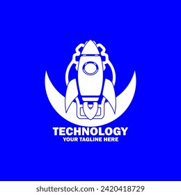Abstract Initial Logo. White color isolated on Blue Background. Technology  Branding Logos. Flat Vector Logo Design Template Element icon.