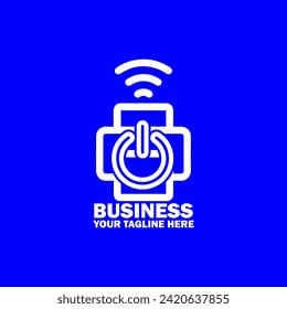 Resumen Logo Inicial. Color blanco aislado en fondo azul.  Logotipos de promoción de marca comercial. Icono de elemento de plantilla de diseño de logotipo de vector plano.