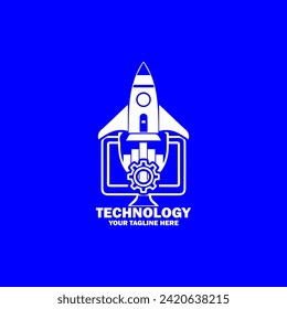 Abstract Initial Logo. White color isolated on Blue  Background. Technology Branding Logos. Flat Vector Logo Design Template Element icon.