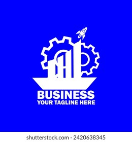 Abstract Initial Logo. White color isolated on Blue  Background.  Business Branding Logos. Flat Vector Logo Design Template Element icon.