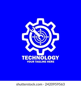 Abstract Initial Logo. White color isolated on Blue  Background. Technology  Branding Logos. Flat Vector Logo Design Template Element icon.