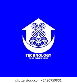 Abstract Initial Logo. White color isolated on Blue  Background. Technology  Branding Logos. Flat Vector Logo Design Template Element icon.