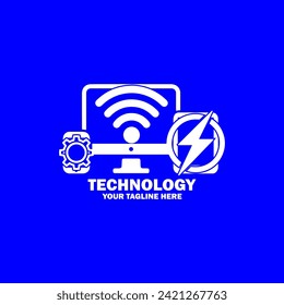 Abstract Initial Logo. White color isolated on Blue Background. Technology  Branding Logos. Flat Vector Logo Design Template Element icon.