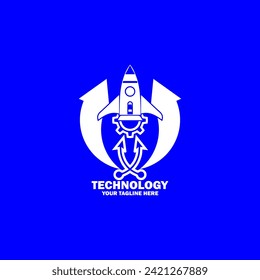 Abstract Initial Logo. White color isolated on Blue Background. Technology Branding Logos. Flat Vector Logo Design Template Element icon.