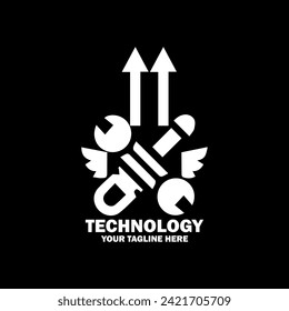 Abstract Initial Logo. White color isolated on Black  Background. Technology  Branding Logos. Flat Vector Logo Design Template Element icon.