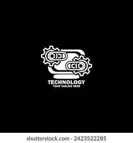 Abstract Initial Logo. White color isolated on Black Background. Technology  Branding Logos. Flat Vector Logo Design Template Element icon.