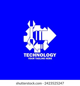 Abstract Initial Logo. White color isolated on Blue Background. Technology  Branding Logos. Flat Vector Logo Design Template Element icon.