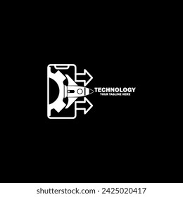 Abstract Initial Logo. White color isolated on Black Background. Technology  Branding Logos. Flat Vector Logo Design Template Element icon.