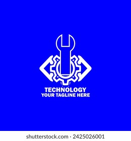 Abstract Initial Logo. White color isolated on Blue  Background. Technology Branding Logos. Flat Vector Logo Design Template Element icon.