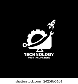 Abstract Initial Logo. White color isolated on Black Background. Technology Branding Logos. Flat Vector Logo Design Template Element icon.