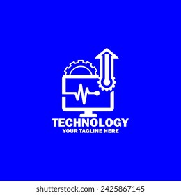 Abstract Initial Logo. White color isolated on Blue  Background. Technology  Branding Logos. Flat Vector Logo Design Template Element icon.
