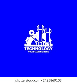 Abstract Initial Logo. White color isolated on Blue  Background. Technology Branding Logos. Flat Vector Logo Design Template Element icon.