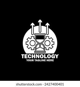 Logo inicial abstracto. Color blanco aislado sobre fondo negro. Logotipos para promoción de marca tecnológica. Icono de Plantilla de diseño de logotipo de vector plano.
