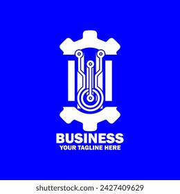 Logo inicial abstracto. Color blanco aislado sobre fondo azul.  Logotipos de promoción de marca comercial. Icono de Plantilla de diseño de logotipo de vector plano.