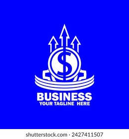 Abstract Initial Logo. White color isolated on Blue  Background.  Business Branding Logos. Flat Vector Logo Design Template Element icon.