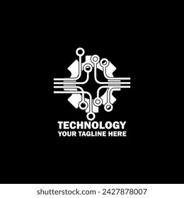 Abstract Initial Logo. White color isolated on Black Background. Technology Branding Logos. Flat Vector Logo Design Template Element icon.
