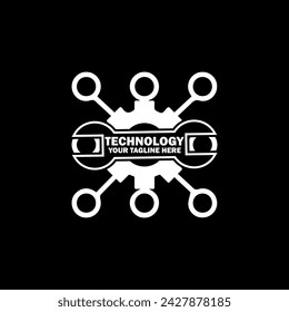 Abstract Initial Logo. White color isolated on Black Background. Technology  Branding Logos. Flat Vector Logo Design Template Element icon.