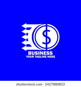 Abstract Initial Logo. White color isolated on Blue Background.  Business Branding Logos. Flat Vector Logo Design Template Element icon.