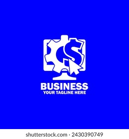 Abstract Initial Logo. White color isolated on Blue Background.  Business Branding Logos. Flat Vector Logo Design Template Element icon.