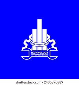 Abstract Initial Logo. White color isolated on Blue Background. Technology Branding Logos. Flat Vector Logo Design Template Element icon.