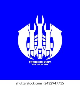 Abstract Initial Logo. White color isolated on Blue  Background. Technology  Branding Logos. Flat Vector Logo Design Template Element icon.