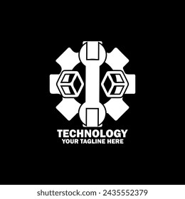 Abstract Initial Logo. White color isolated on Black Background. Technology  Branding Logos. Flat Vector Logo Design Template Element icon.