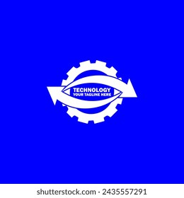 Logo inicial abstracto. Color blanco aislado sobre fondo azul. Logotipos para promoción de marca tecnológica. Icono de Plantilla de diseño de logotipo de vector plano.