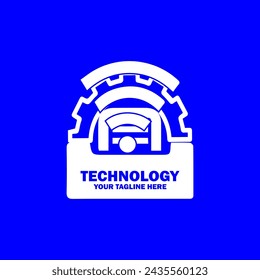 Abstract Initial Logo. White color isolated on Blue  Background. Technology  Branding Logos. Flat Vector Logo Design Template Element icon.